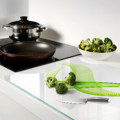 Tagliere in vetro temperato con motivo a onde nei toni del verde