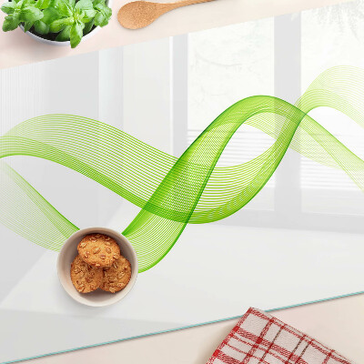 Tagliere in vetro temperato con motivo a onde nei toni del verde