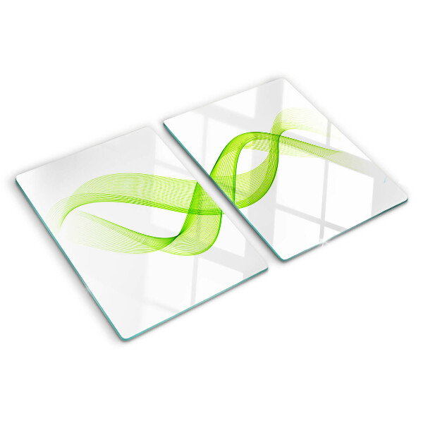 Tagliere in vetro temperato con motivo a onde nei toni del verde