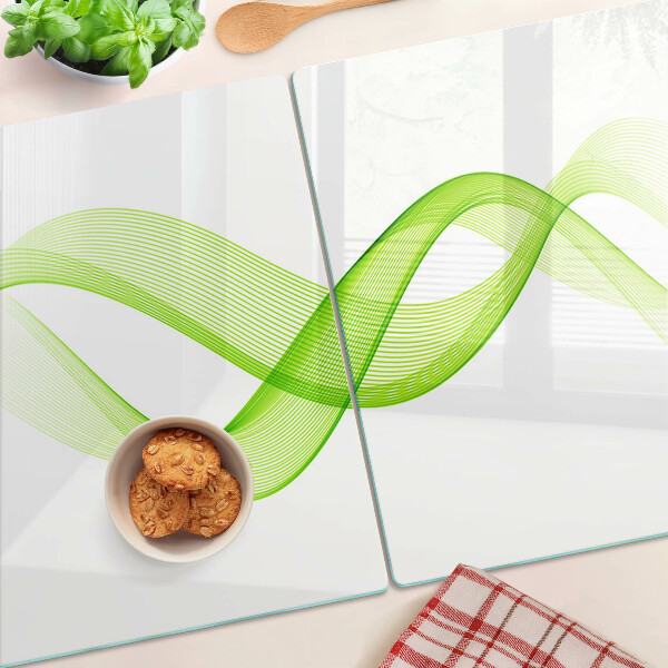 Tagliere in vetro temperato con motivo a onde nei toni del verde