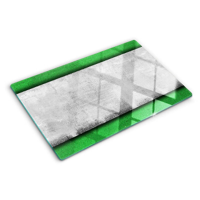 Tagliere in vetro temperato con motivo a linee verde grigio