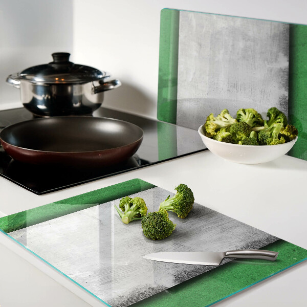 Tagliere in vetro temperato con motivo a linee verde grigio