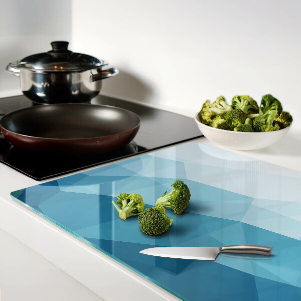 Tagliere in vetro con motivo a gradiente di triangoli blu