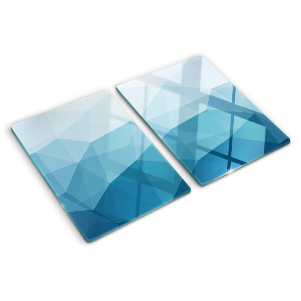 Tagliere in vetro con motivo a gradiente di triangoli blu