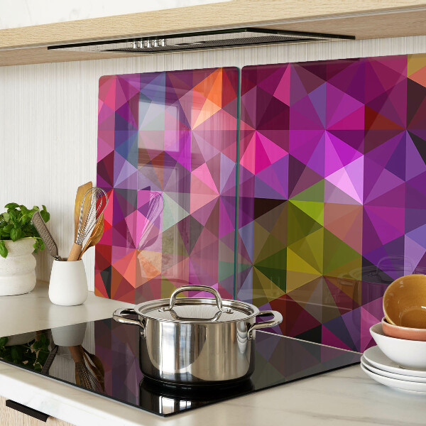 Tagliere in vetro temperato con motivo geometrico nei toni del rosa e del viola