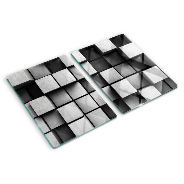 Tagliere in vetro con motivi geometrici nei toni del grigio