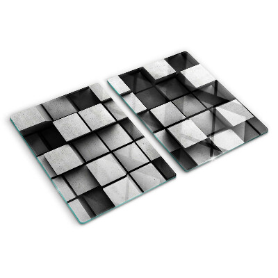 Tagliere in vetro con motivi geometrici nei toni del grigio