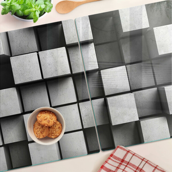 Tagliere in vetro con motivi geometrici nei toni del grigio