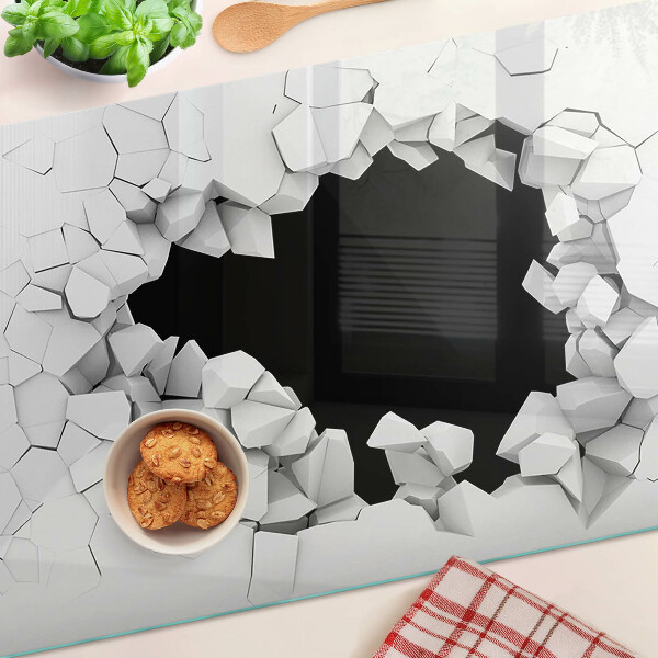 Tagliere in vetro con motivo a muro crepato