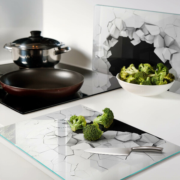 Tagliere in vetro con motivo a muro crepato