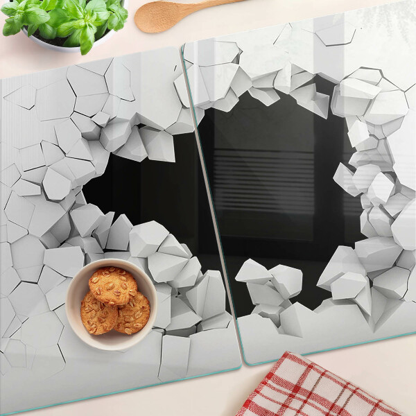 Tagliere in vetro con motivo a muro crepato