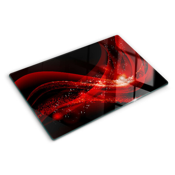 Tagliere in vetro temperato Onde rosse con effetto luminoso