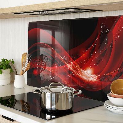 Tagliere in vetro temperato con motivo a onde rosse e effetto luminoso