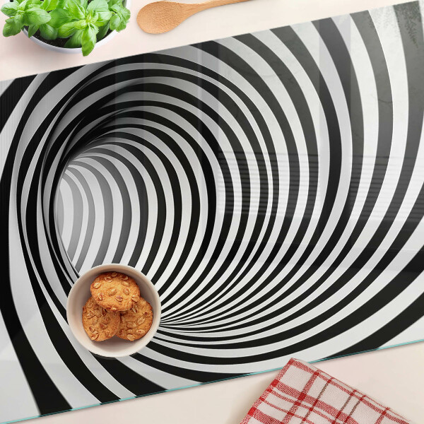 Tagliere in vetro Motivo a spirale nei toni del bianco e nero
