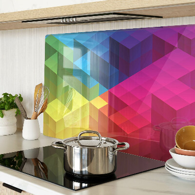 Tagliere in vetro temperato con motivo geometrico a triangoli dai colori vivaci