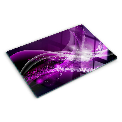 Tagliere in vetro temperato Onde viola con effetto luminoso