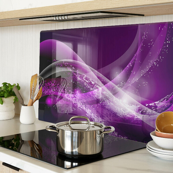 Tagliere in vetro temperato con motivo a onde viola dall'effetto luminoso