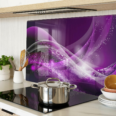 Tagliere in vetro temperato con motivo a onde viola dall'effetto luminoso