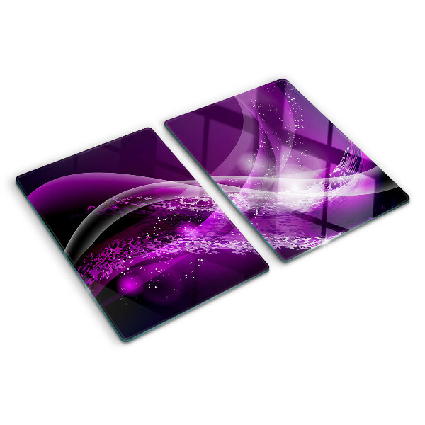 Tagliere in vetro temperato Onde viola con effetto luminoso