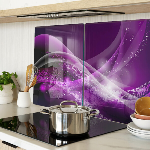 Tagliere in vetro temperato con motivo a onde viola dall'effetto luminoso