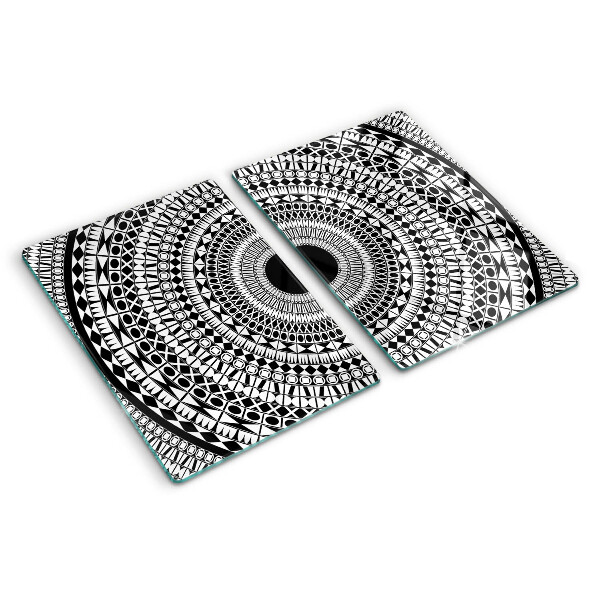 Tagliere in vetro temperato Mandala nei toni del bianco e nero