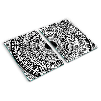 Tagliere in vetro temperato Mandala nei toni del bianco e nero