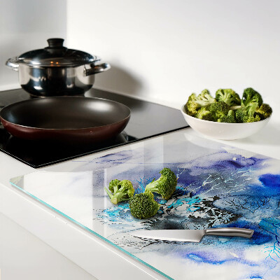 Tagliere in vetro temperato con motivi astratti blu