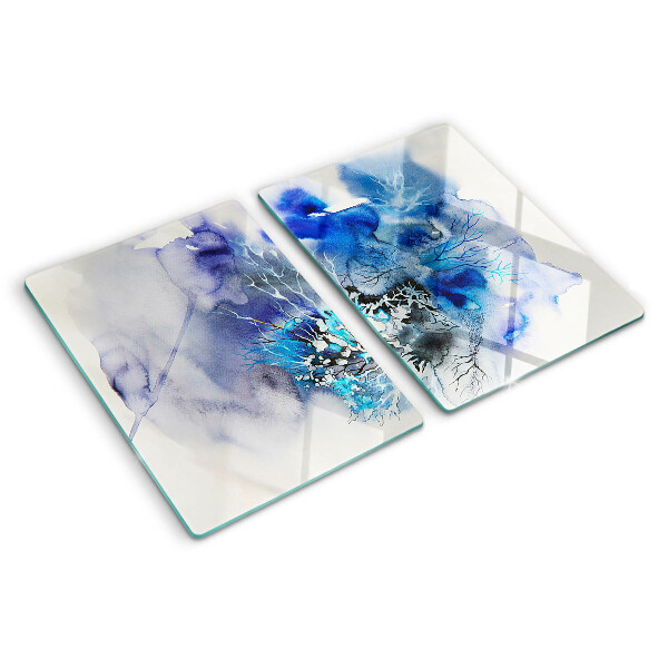 Tagliere in vetro temperato con motivi astratti blu