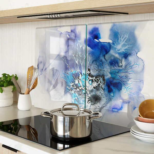 Tagliere in vetro temperato con motivi astratti blu