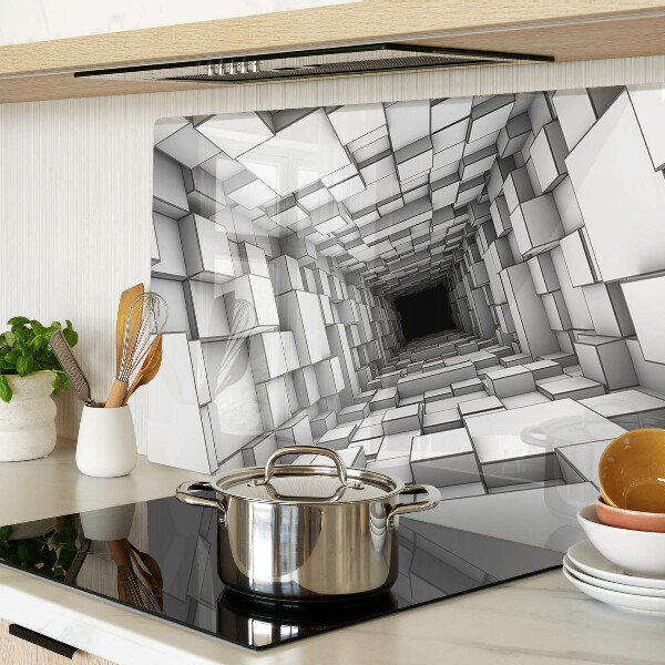 Tagliere in vetro temperato con decorazione a labirinto tridimensionale di cubi