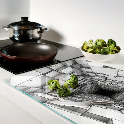 Tagliere in vetro temperato con decorazione a labirinto tridimensionale di cubi