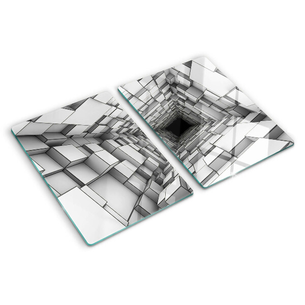 Tagliere in vetro temperato con decorazione a labirinto tridimensionale di cubi