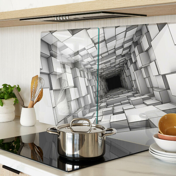 Tagliere in vetro temperato con decorazione a labirinto tridimensionale di cubi