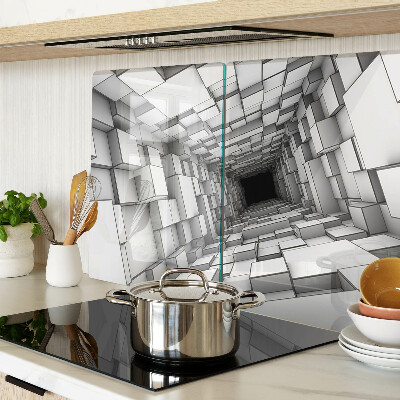 Tagliere in vetro temperato con decorazione a labirinto tridimensionale di cubi