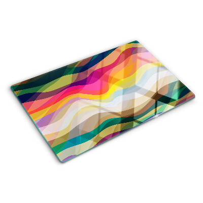 Tagliere in vetro con motivo di onde dai colori astratti