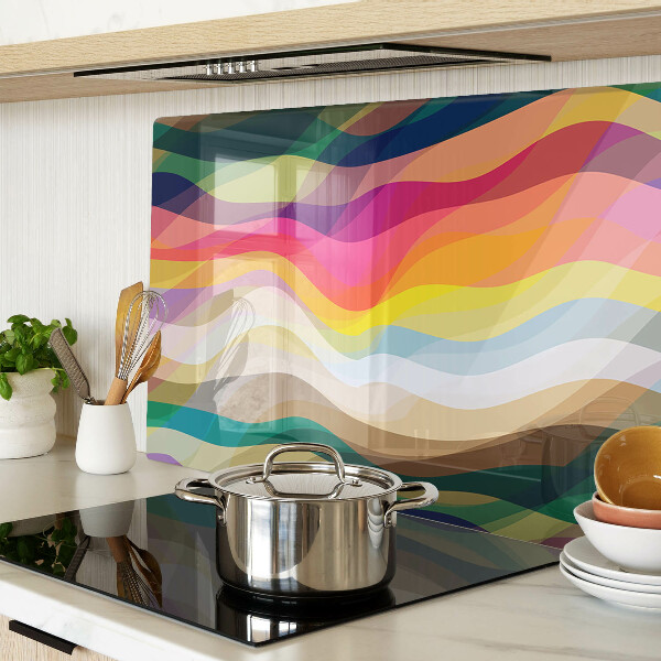 Tagliere in vetro con motivo di onde dai colori astratti