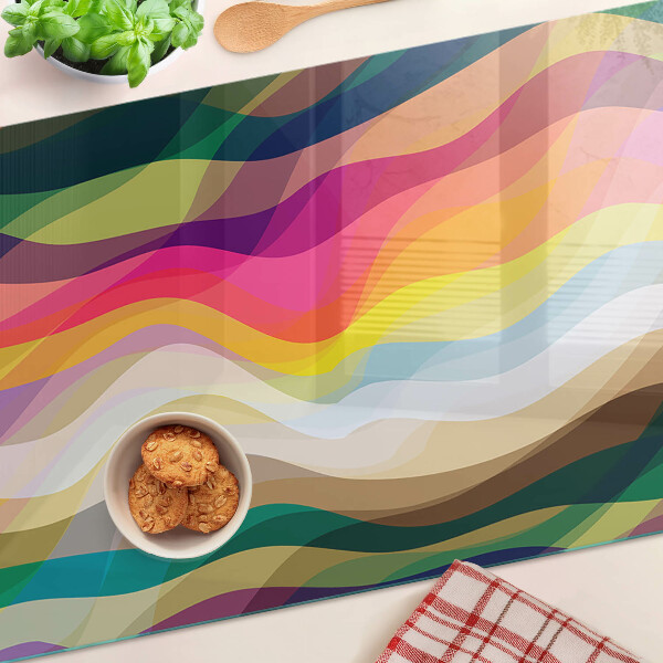 Tagliere in vetro con motivo di onde dai colori astratti