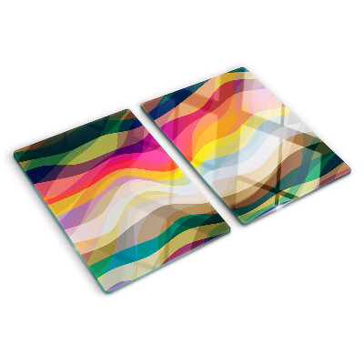 Tagliere in vetro con motivo di onde dai colori astratti