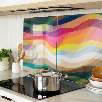 Tagliere in vetro con motivo di onde dai colori astratti