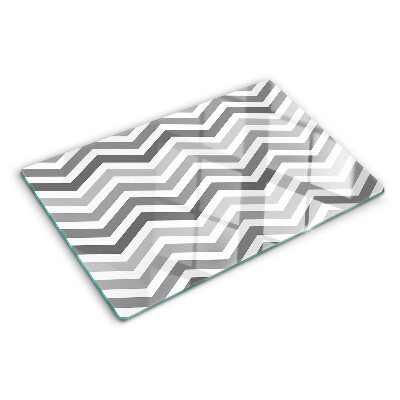 Tagliere in vetro temperato con motivo a zigzag nei toni del grigio