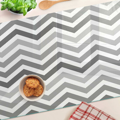 Tagliere in vetro temperato con motivo a zigzag nei toni del grigio