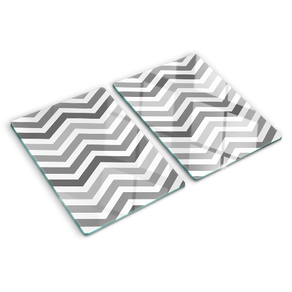 Tagliere in vetro temperato con motivo a zigzag nei toni del grigio