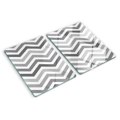 Tagliere in vetro temperato con motivo a zigzag nei toni del grigio
