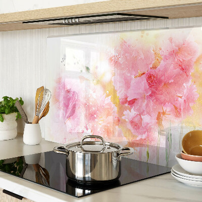 Tagliere in vetro temperato con motivo di acquerelli floreali nei colori pastello