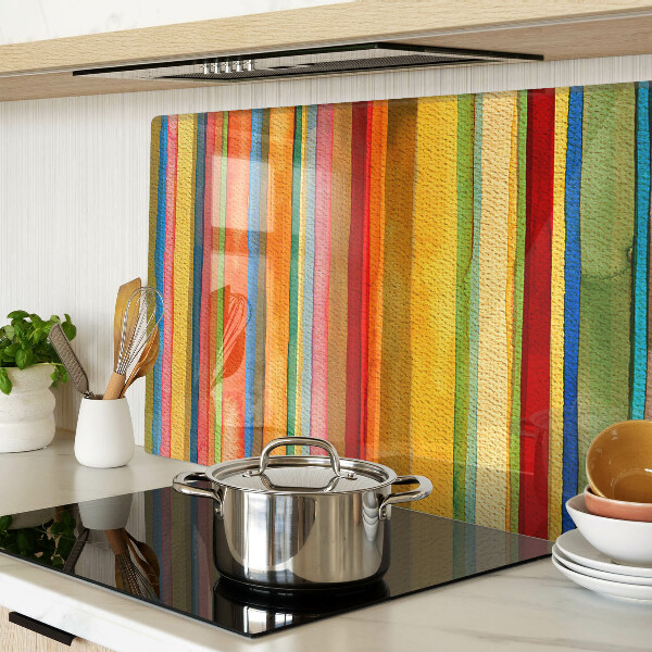 Tagliere in vetro con motivo a strisce colorate astratte