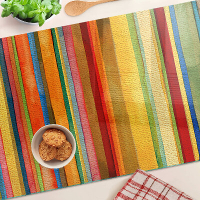 Tagliere in vetro con motivo a strisce colorate astratte