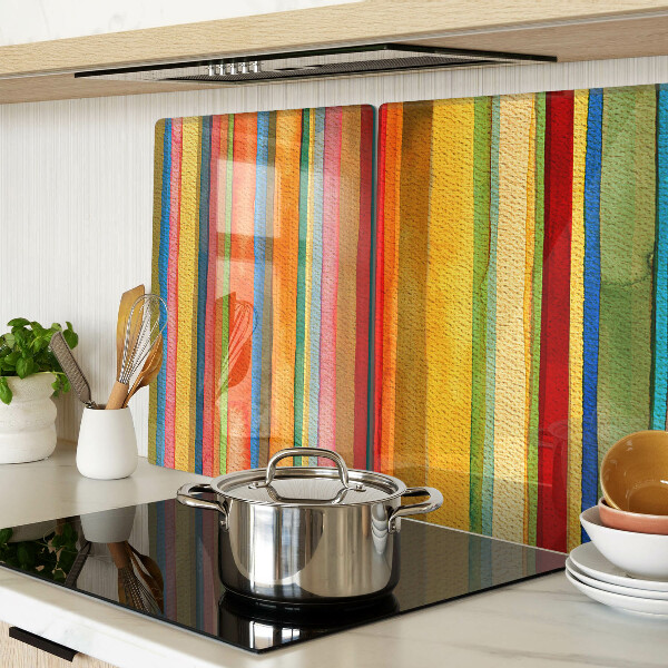 Tagliere in vetro con motivo a strisce colorate astratte