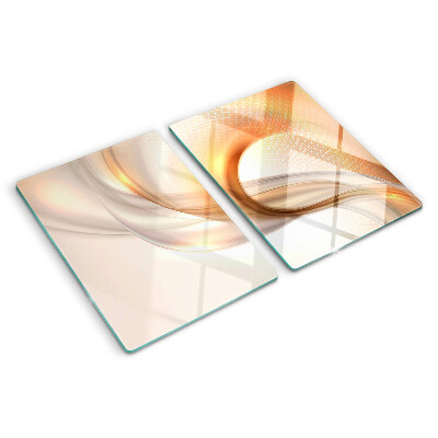 Tagliere in vetro temperato con motivi a onde in tonalità oro