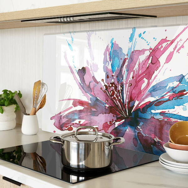 Tagliere in vetro temperato con motivo di acquerelli floreali dai colori intensi