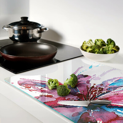 Tagliere in vetro temperato con motivo di acquerelli floreali dai colori intensi